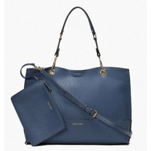 CALVIN KLEIN Sonoma Navy Leather Tote